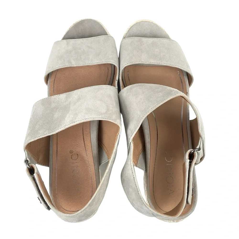 Vionic Brooke Suede Woven Wedge Espadrille Sandals
